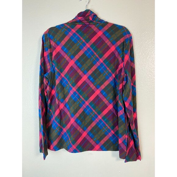 Talbots Womens Plaid Long Sleeve Turtleneck Tee Top Size XL Holiday CJ. Jill Flo - Picture 2 of 13